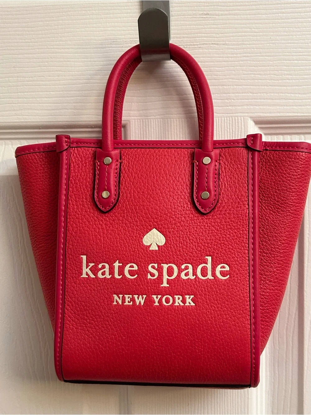 kate spade Deep Pink Pebbled Mini Tote with White Logo